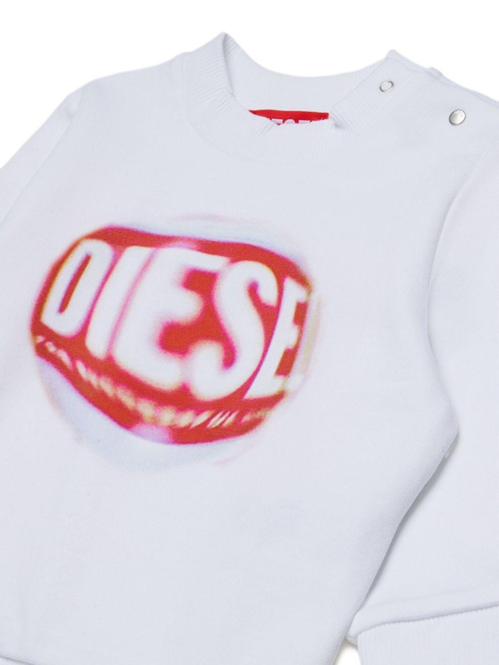Felpa Bianca con Logo e Bottoni a Pressione K00701KYAVF K100 DIESEL KIDS