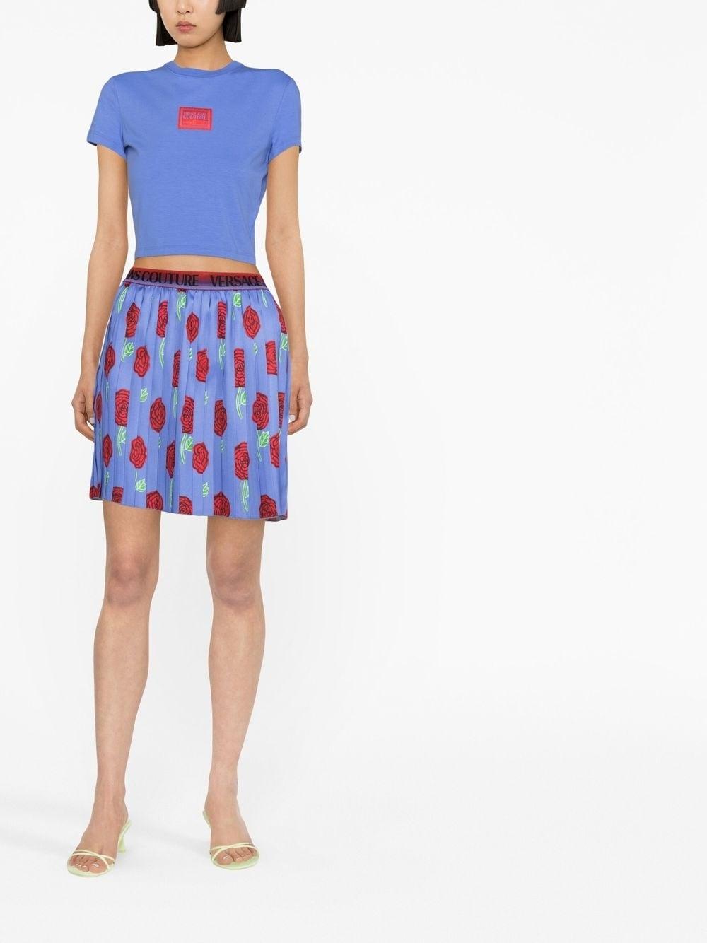 Gonna midi con fantasia rose plissè 74HAE820 NS224 VIOLA VERSACE JEANS