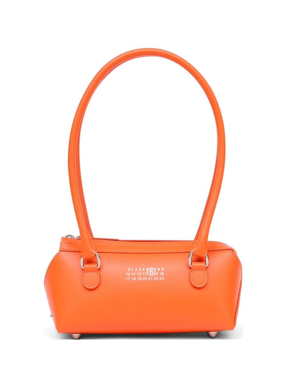Borsa a spalla in pelle arancione con chiusura zip SB6ZH0039P9061 T3104 MM6 MAISON MARGIELA