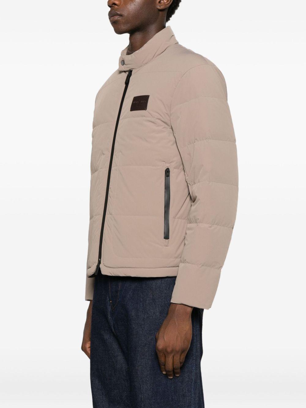 Giubbino marrone imbottito con cerniera e toppe logo EM003278AF18499 U6189 EMPORIO ARMANI