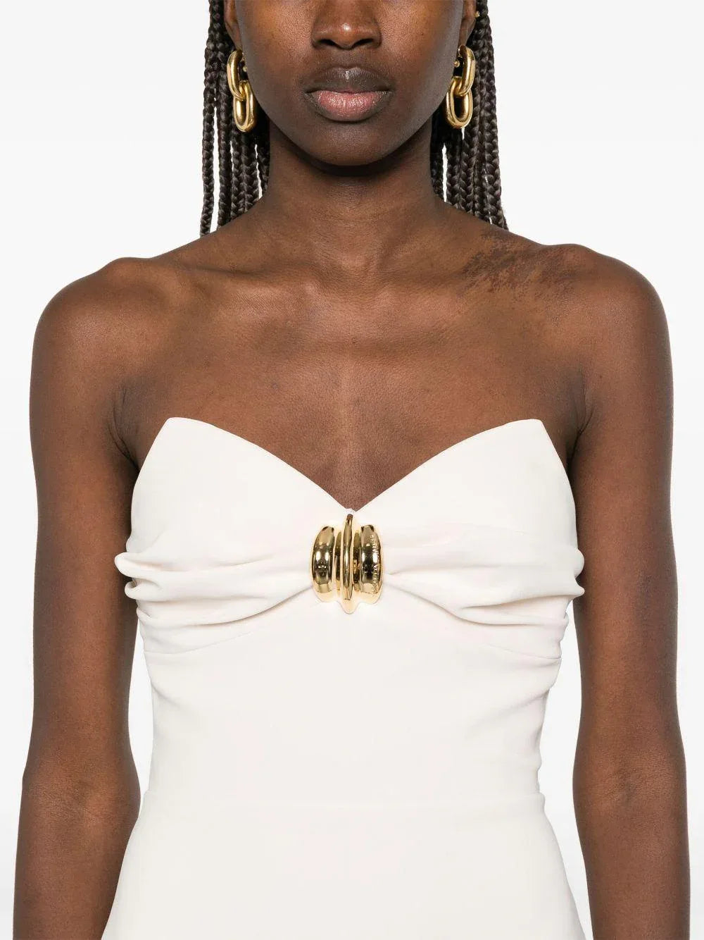 Tubino in crêpe fluido con macro fiocco burro - Preludio Moda