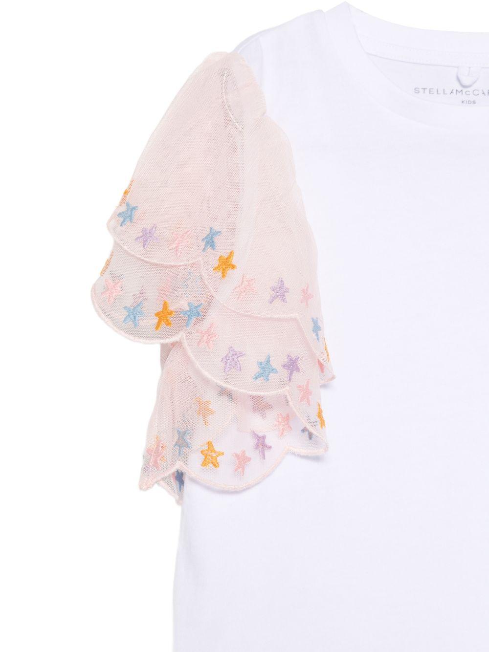 T-shirt con maniche in tulle ricamate TY8D11Z0434 100 STELLA MCCARTNEY KIDS