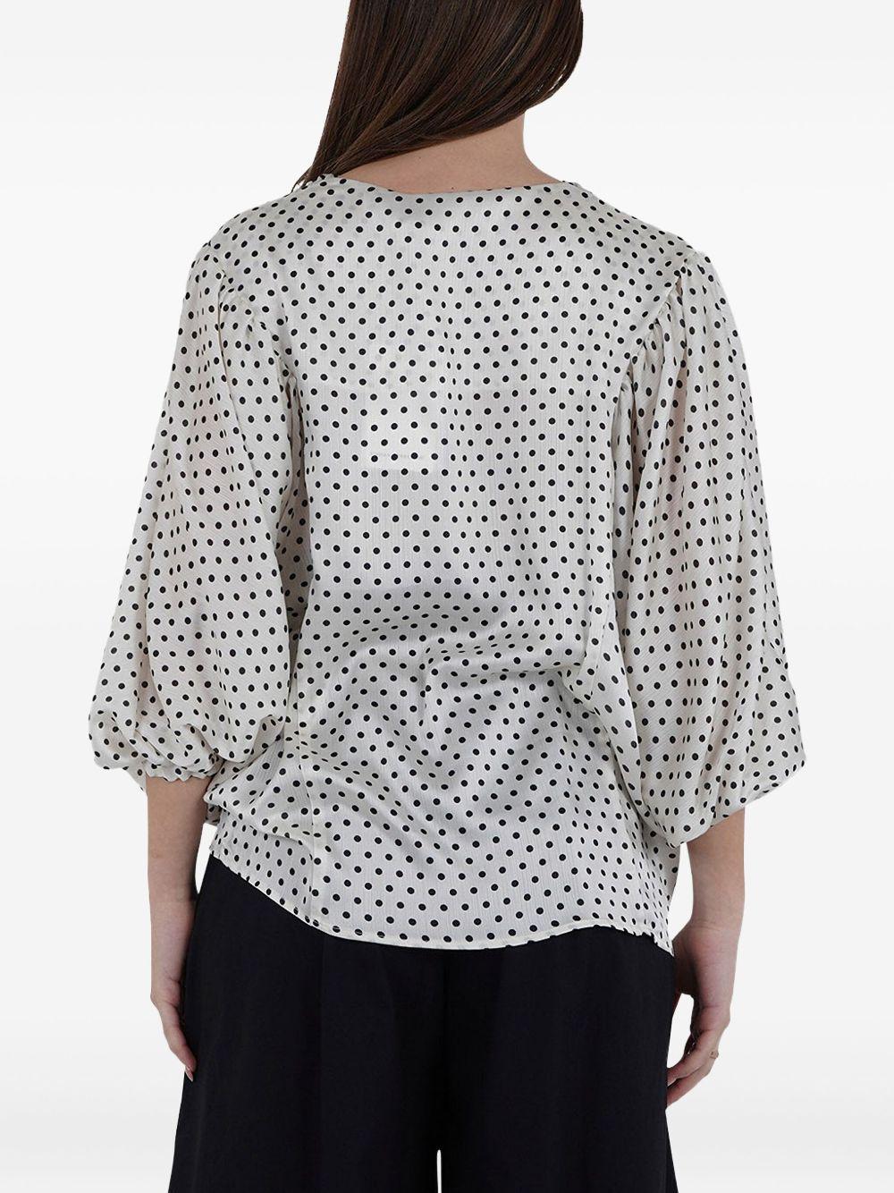 Blusa panna con fantasia pois all-over P25CPBL00101 V0359 SIMONA CORSELLINI