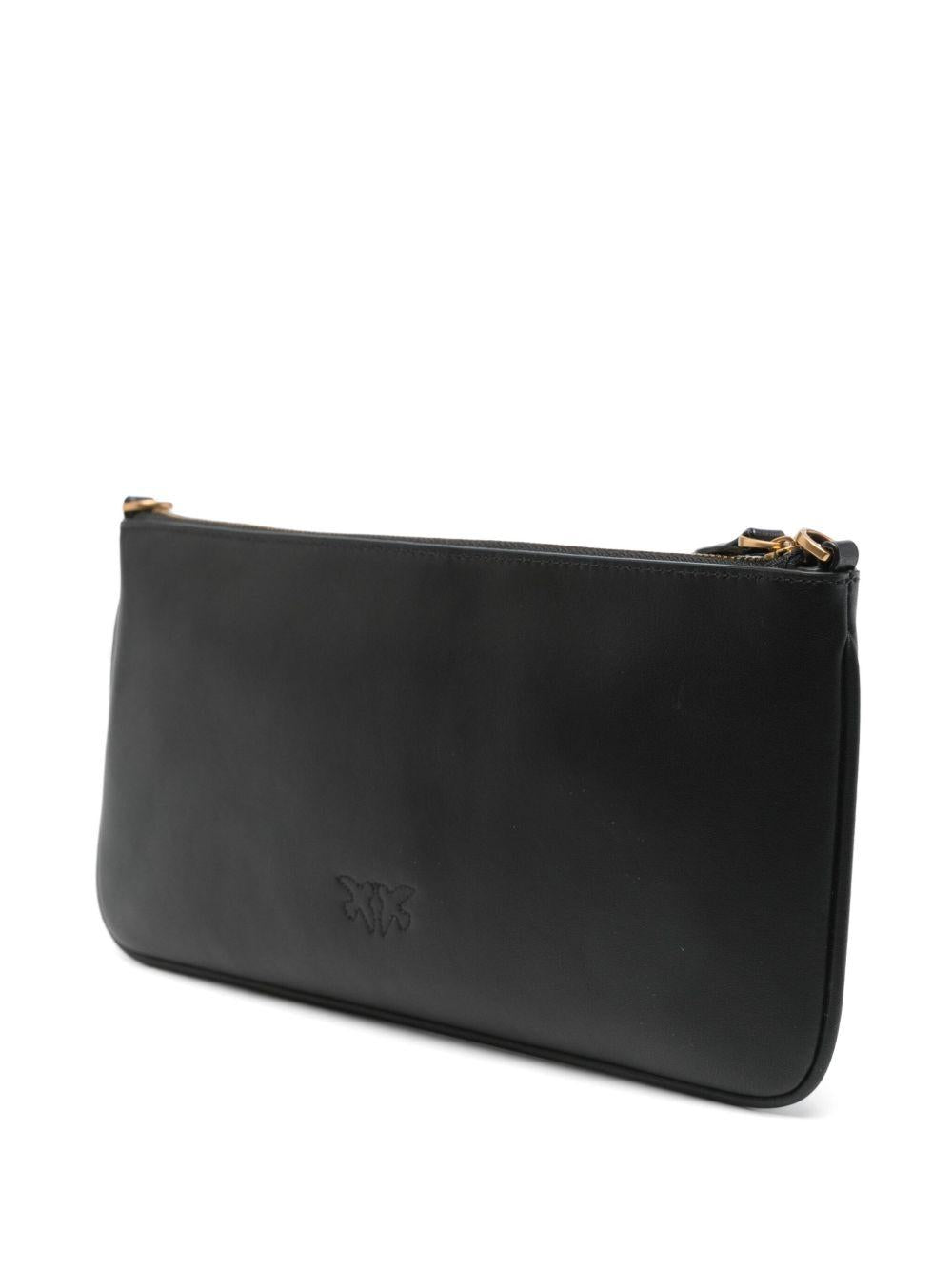 Borsa a spalla nera in pelle con tracolla a catena 104277A0F1 Z99Q PINKO