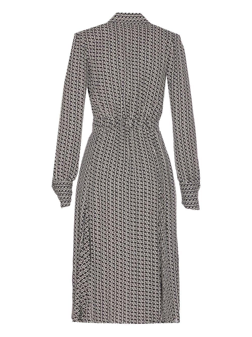 Abito Midi con Scollo a V e Stampa Geometrica - Preludio Moda