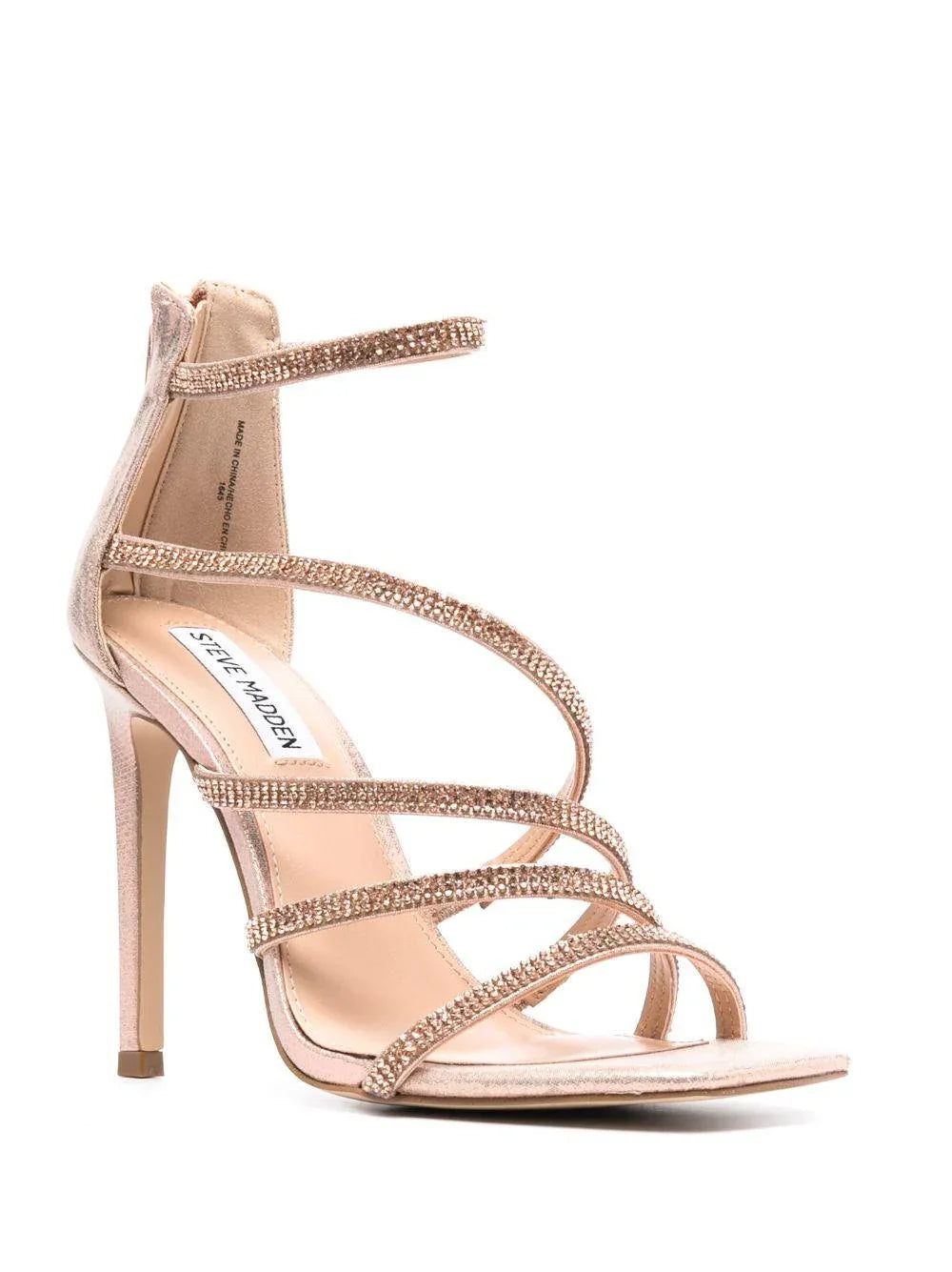 Sandalo rosa con fasce incrociate e pietre - Preludio Moda