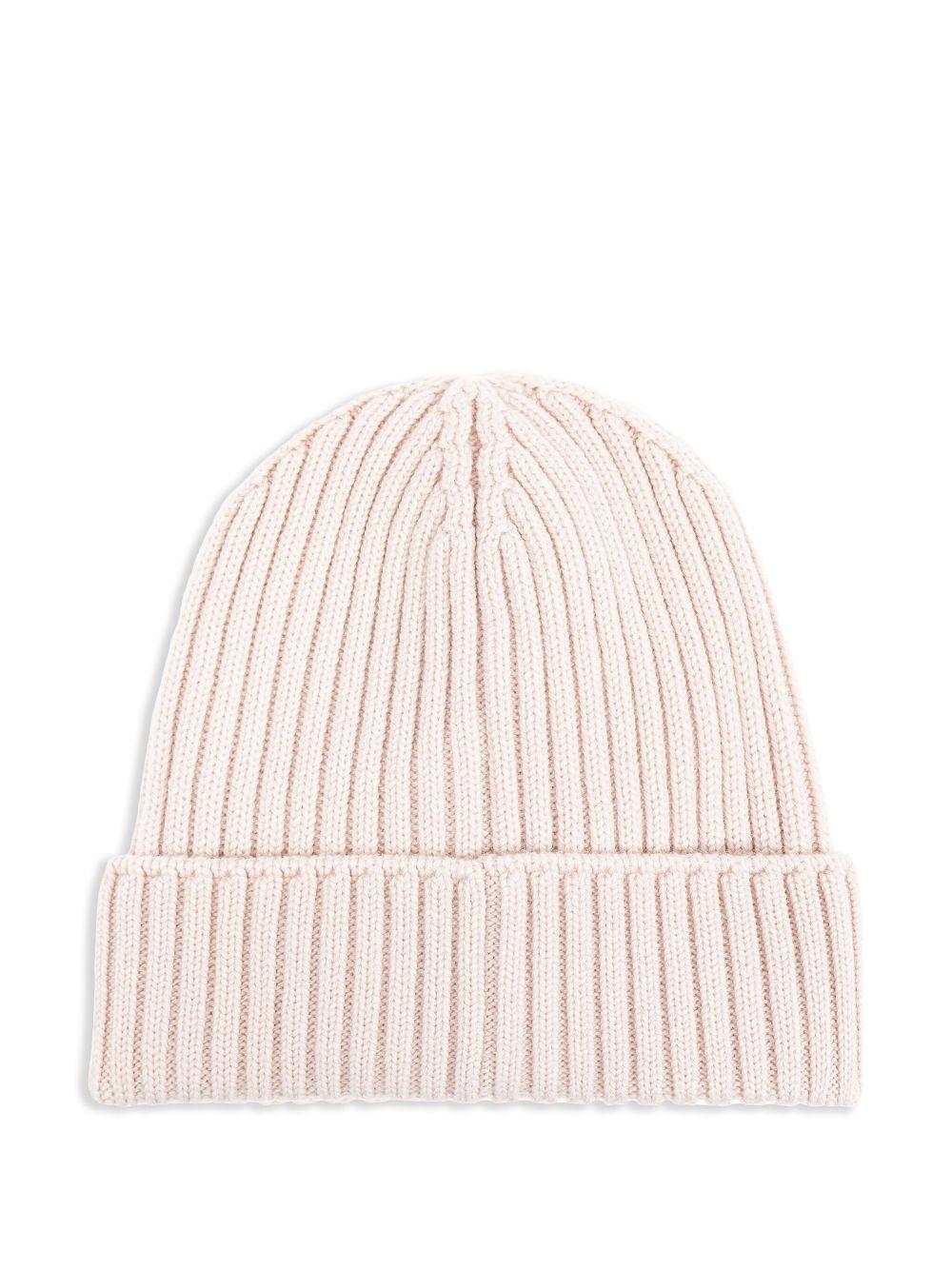 Cappello a coste rosa logo centrale 9543B00006M1131 50V MONCLER KIDS