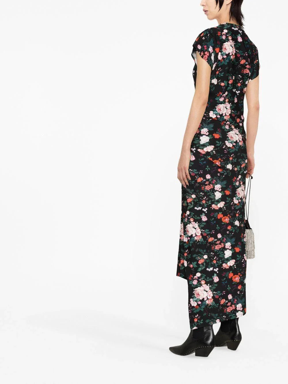 Abito midi con nodo e fantasia floreale - Preludio Moda