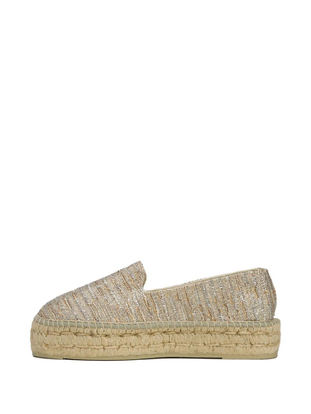 Lurex Cotton Blend Double Sole Espadrilles Monaco Platinum H31D0 GOLD MANEBI