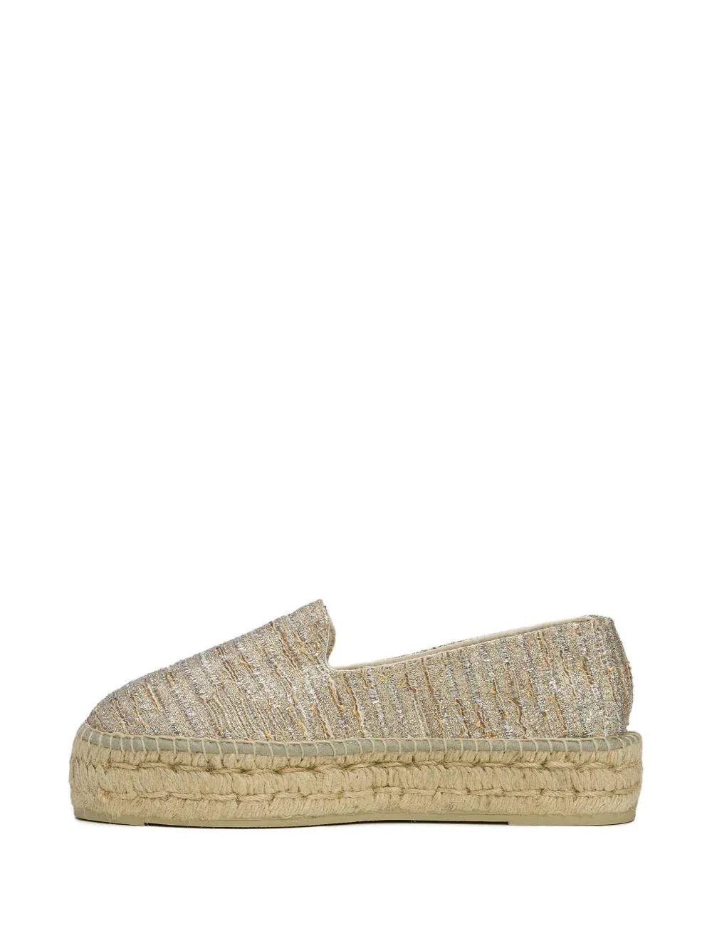 Lurex Cotton Blend Double Sole Espadrilles Monaco Platinum - Preludio Moda