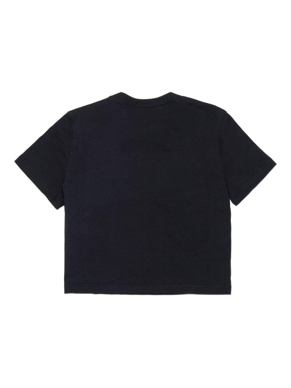 T-shirt Nera con Stampa e Taschino DQ3137D00XM DQ900 DSQUARED KIDS