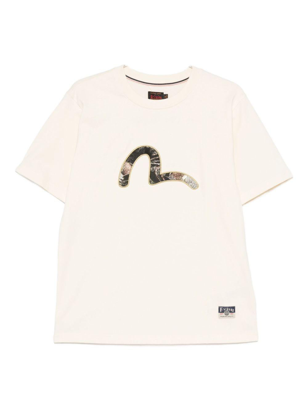 T-shirt Girocollo a Maniche Corte 2EAHTM5TS1161 ECRU EVISU