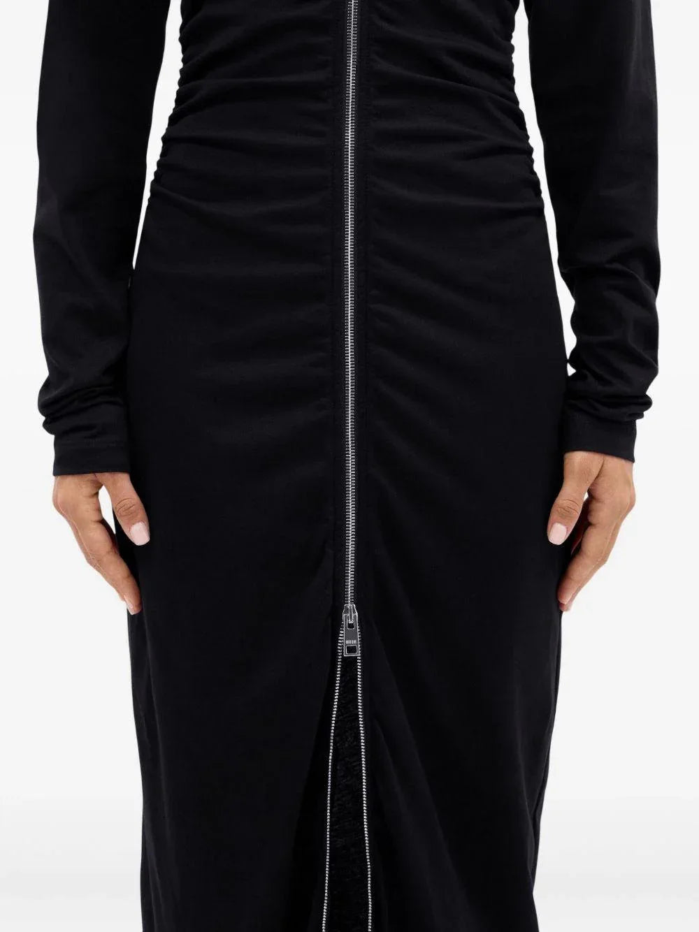 Abito nero lungo con zip frontale - Preludio Moda