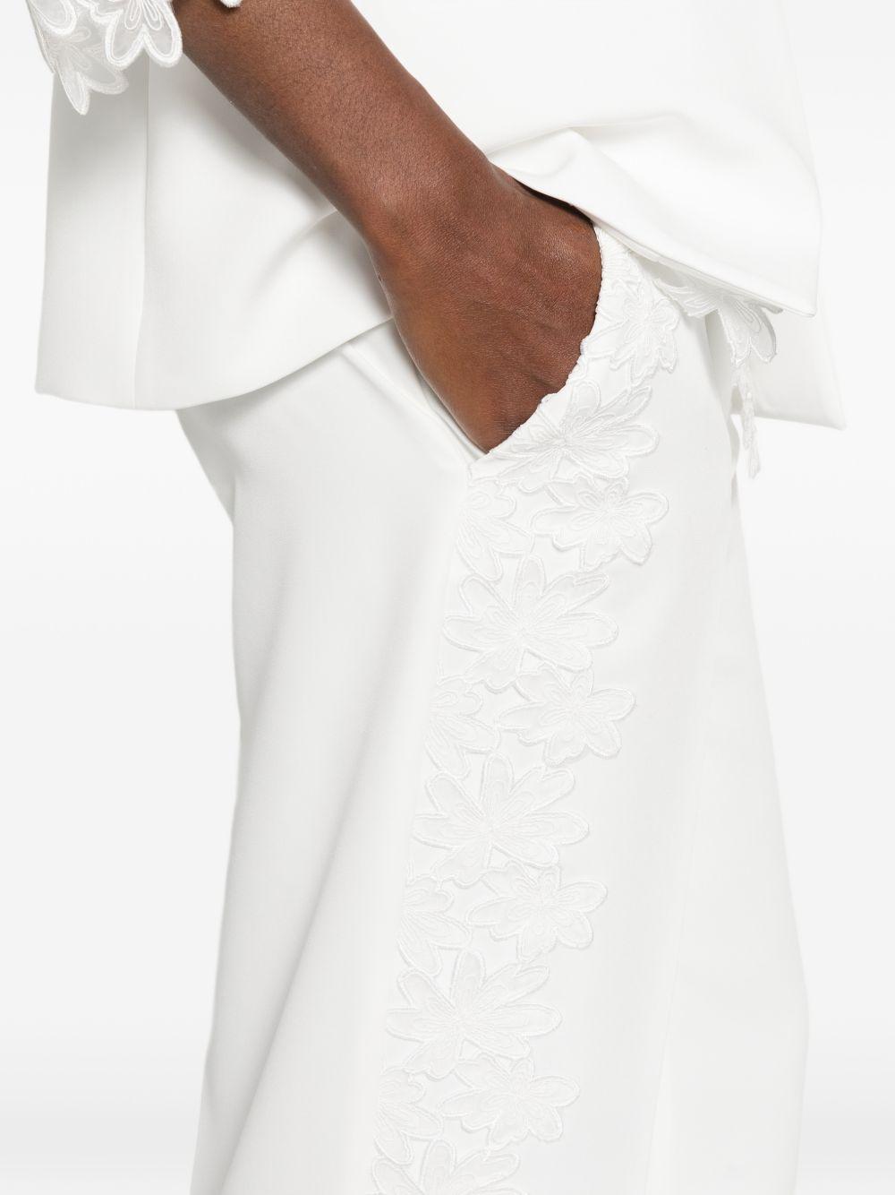 Pantaloni in poliammide con dettaglio in pizzo WS00551 BIANCO BABYLON COLLECTION