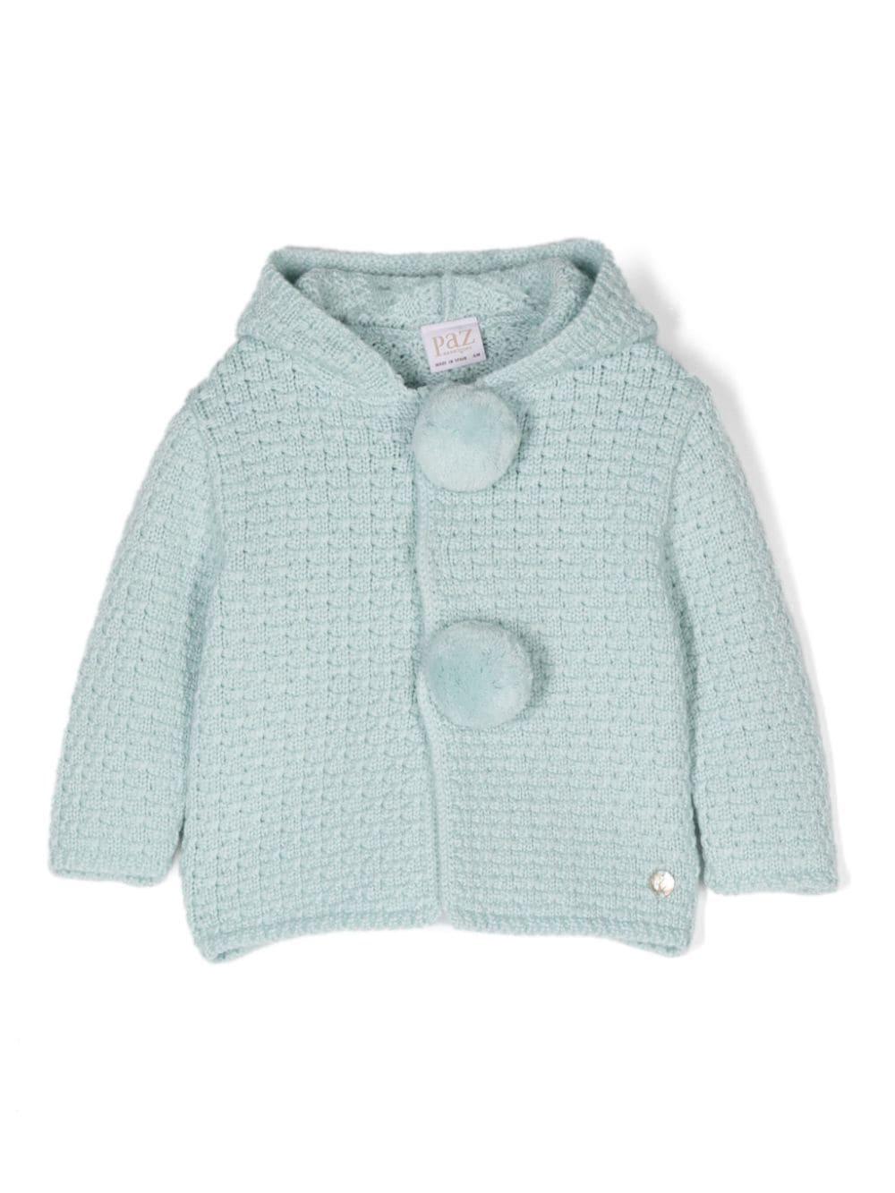 Cardigan acqua marina in maglia big bottoni 012112136 031 PAZ RODRIGUEZ KIDS