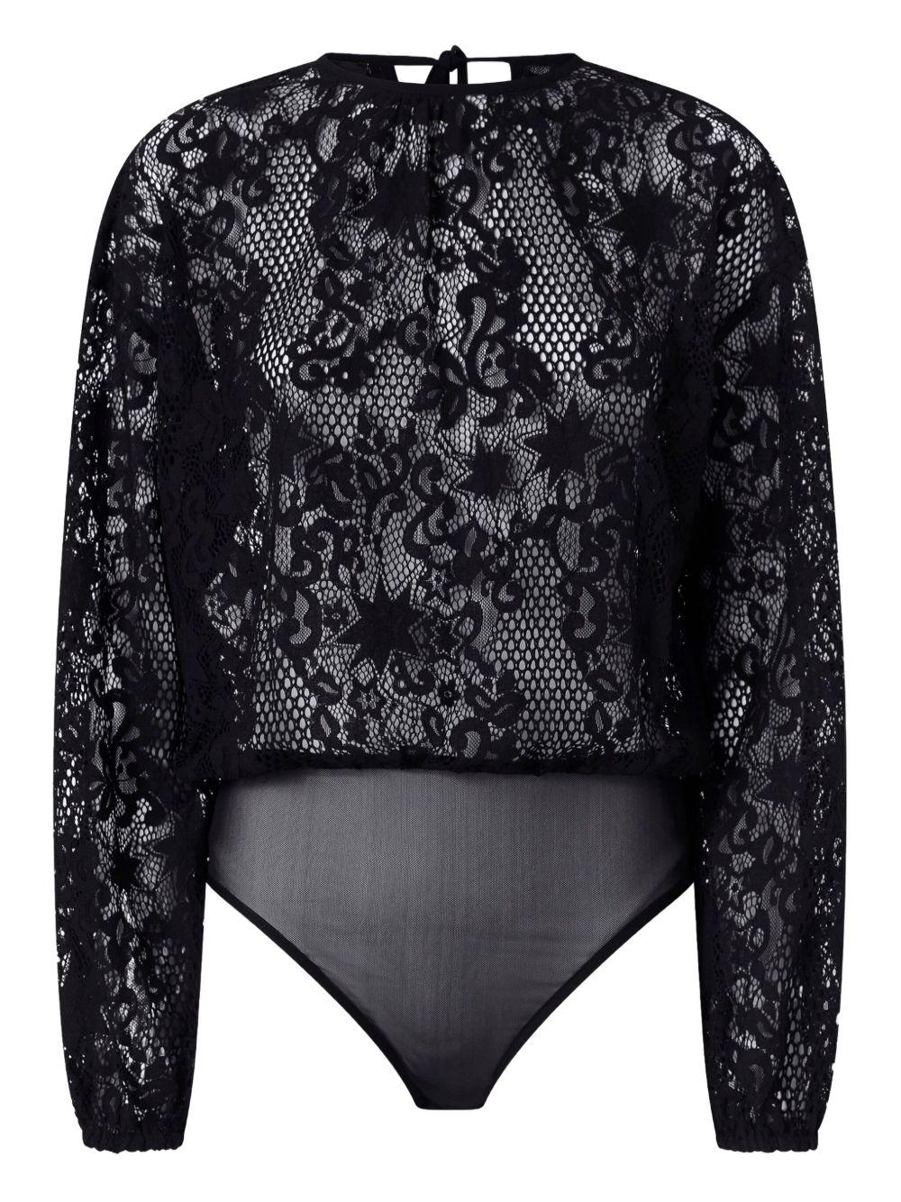 Body nero con inserti in pizzo 105471A2QB Z99 PINKO