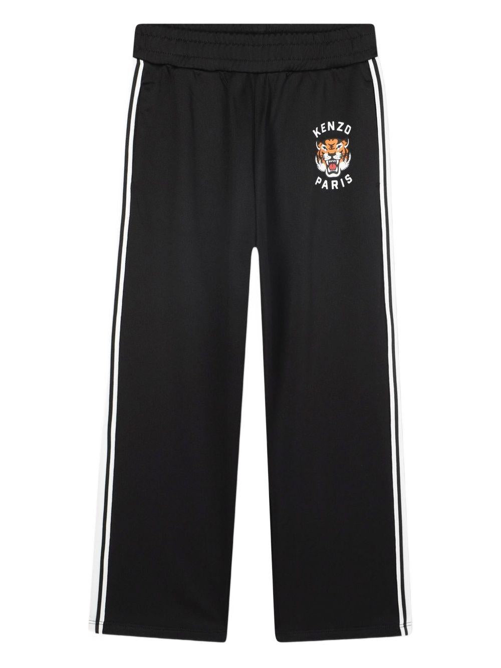 Pantaloni sportivi neri con righe laterali K61477 095 KENZO KIDS