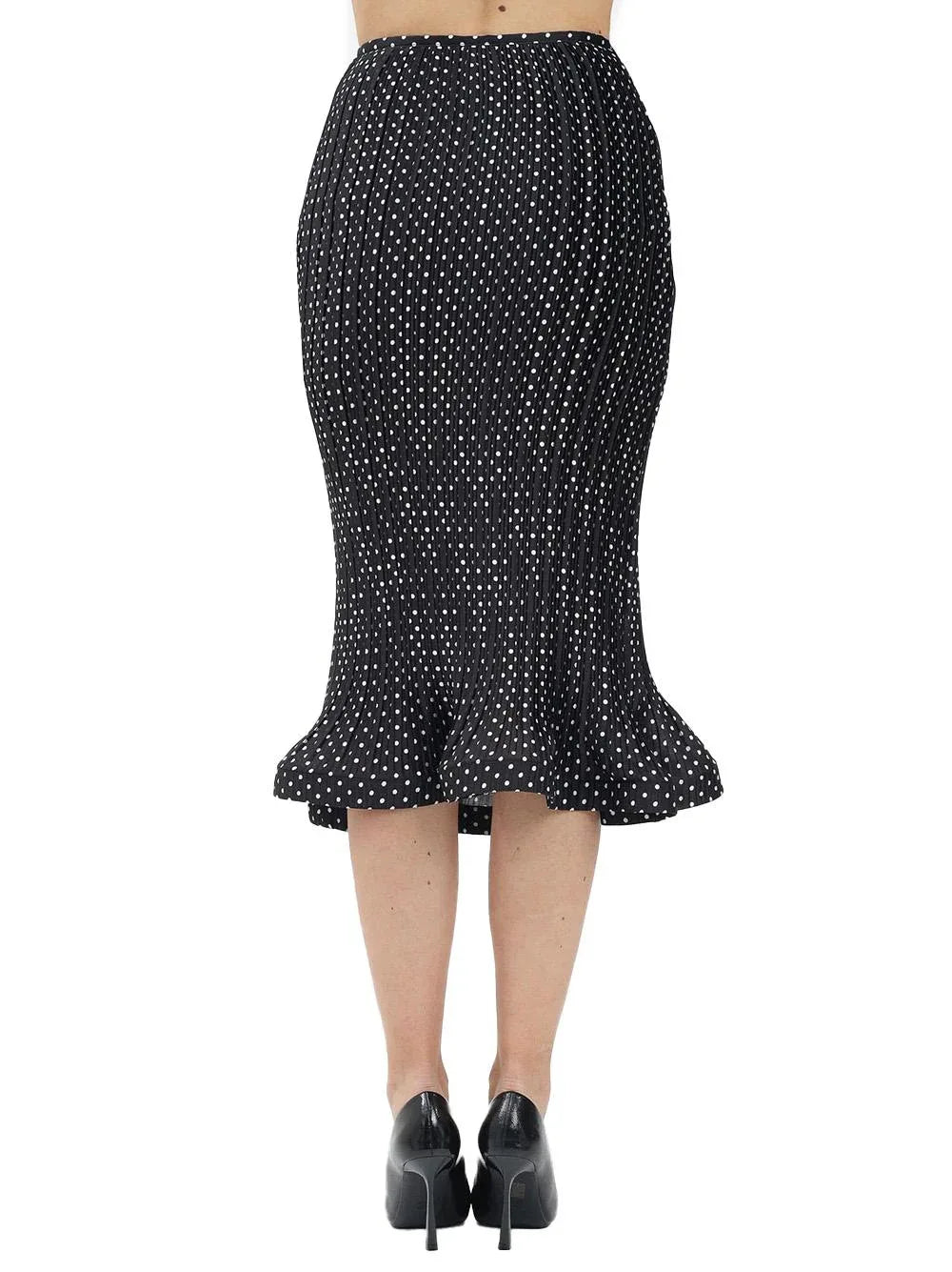 Gonna a campana nera con fantasia pois all-over - Preludio Moda