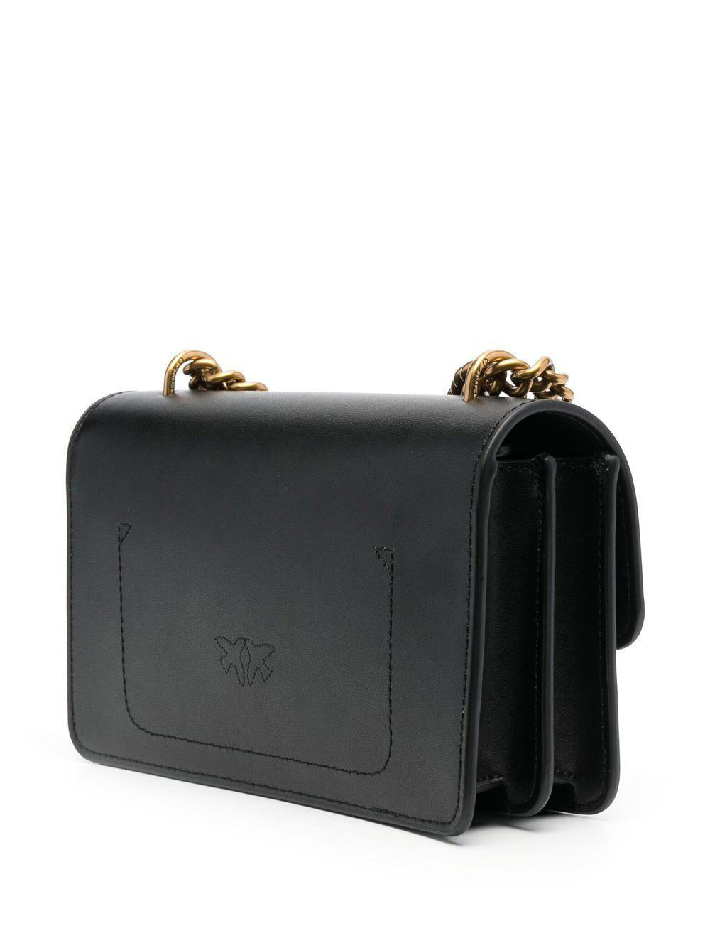 Borsa a Spalla Nera in Pelle con Fibbia Love Birds 100074A0F1 Z99Q PINKO