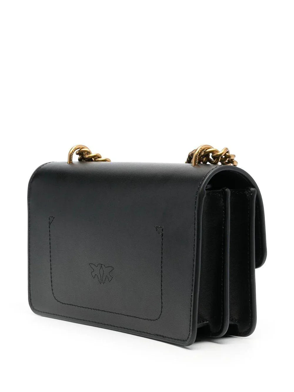 Borsa a Spalla Nera in Pelle con Fibbia Love Birds - Preludio Moda