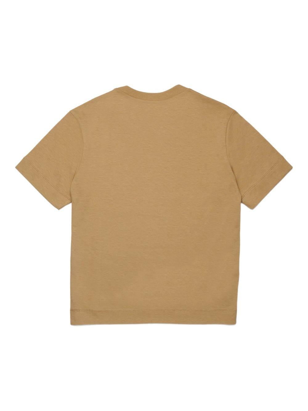 T-shirt beige di cotone con stampa logo M002MVM00RF 0M715 MARNI KIDS