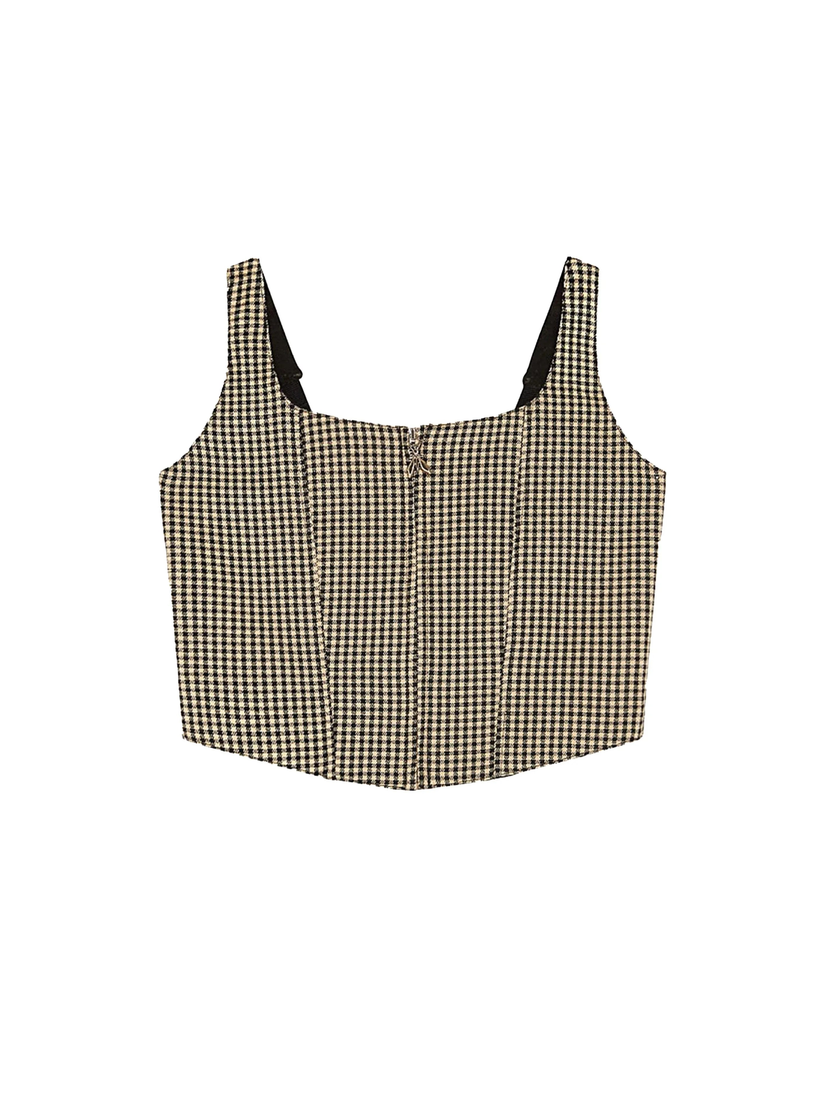 Corsetto a quadretti nero/beige - Preludio Moda