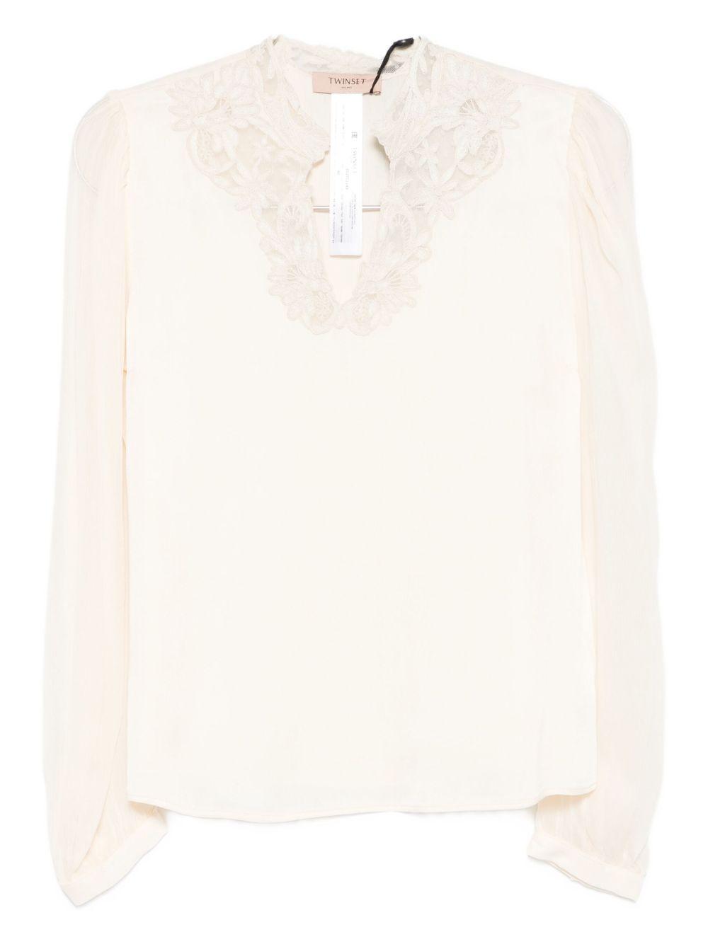 Camicetta bianca con dettagli in pizzo 252TT2243 12227 TWINSET