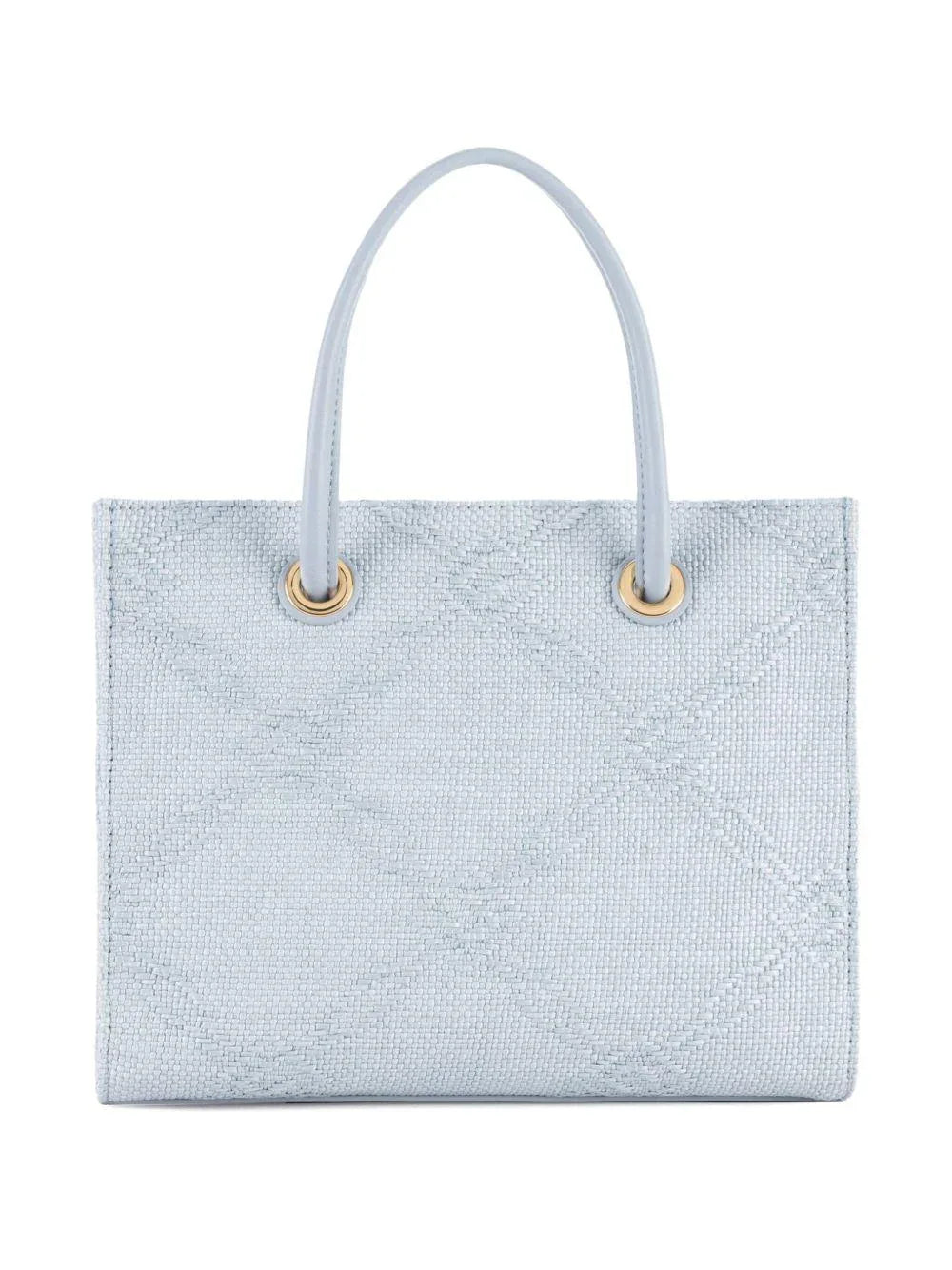 Tote piccola in rafia jacquard celeste - Preludio Moda