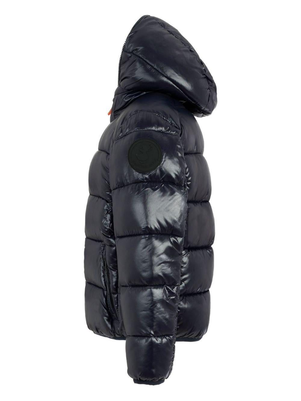 Giacca nera design trapuntato con zip cappuccio J31280BLOVE21 90010 SAVE THE DUCK KIDS