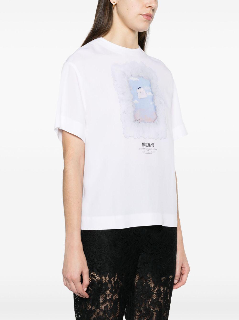 T-shirt bianca con stampa A02160433 1001 MOSCHINO