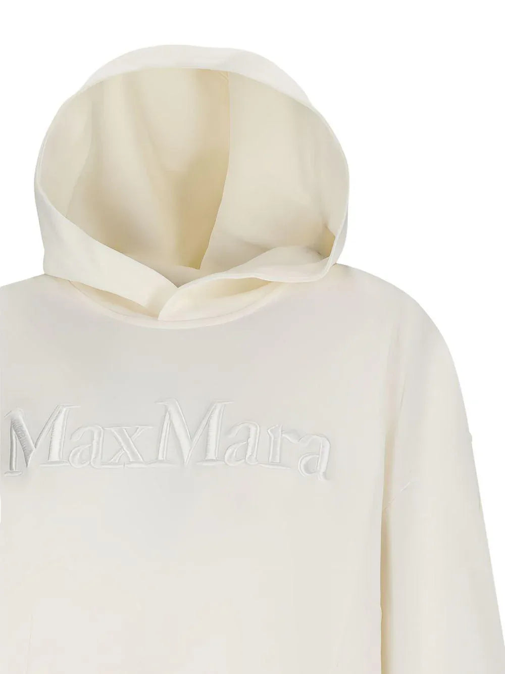 Felpa Bianca con Cappuccio e Logo Ricamato - Preludio Moda