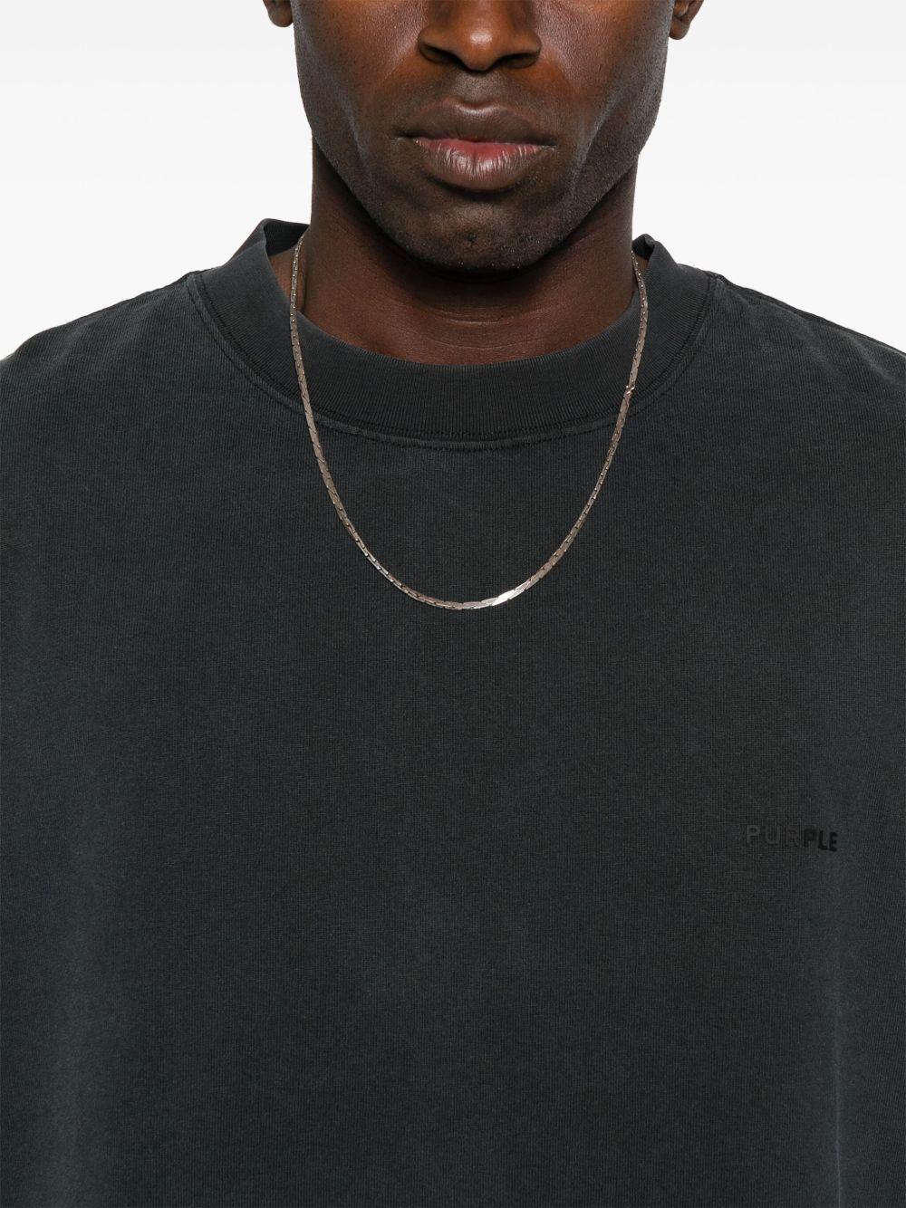 T-shirt Nera in Cotone con Logo Stampato - Preludio Moda