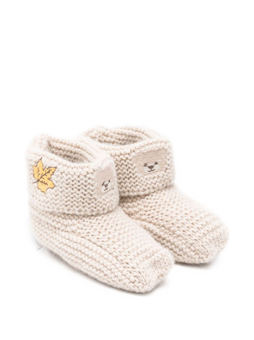 Slippers beige con ricamo orso I25013 BEIGE NANAN KIDS