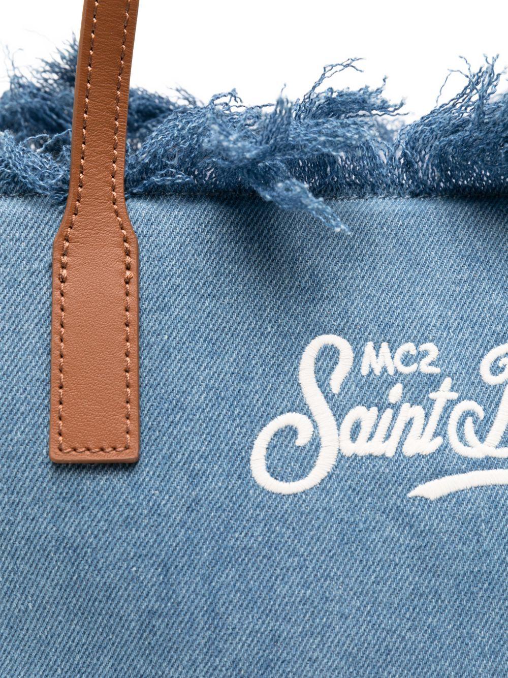 Borsa tote in denim con bordi sfrangiati CBMF001 00436L MC2 SAINT BARTH