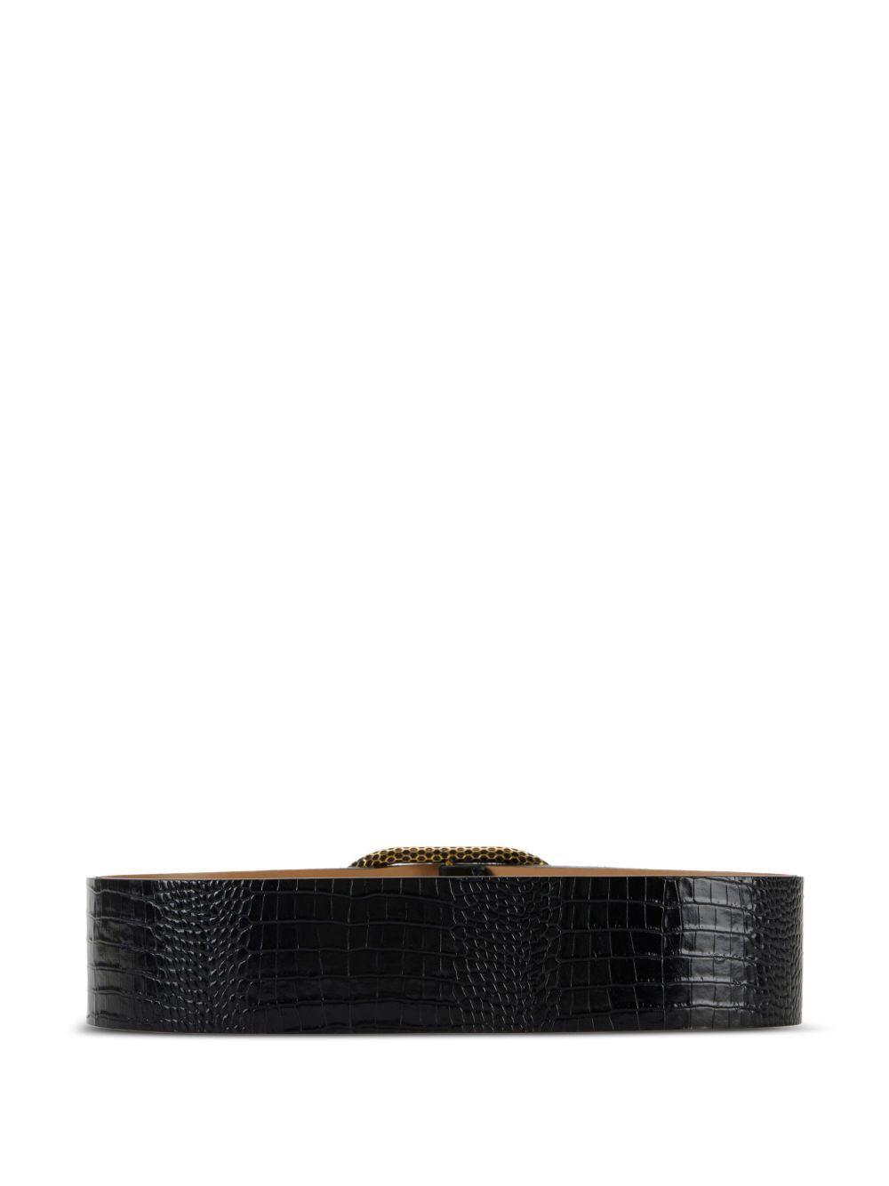 Cintura Nera in Pelle Effetto Coccodrillo con Fibbia Ovale CT84S58E2 110 ELISABETTA FRANCHI