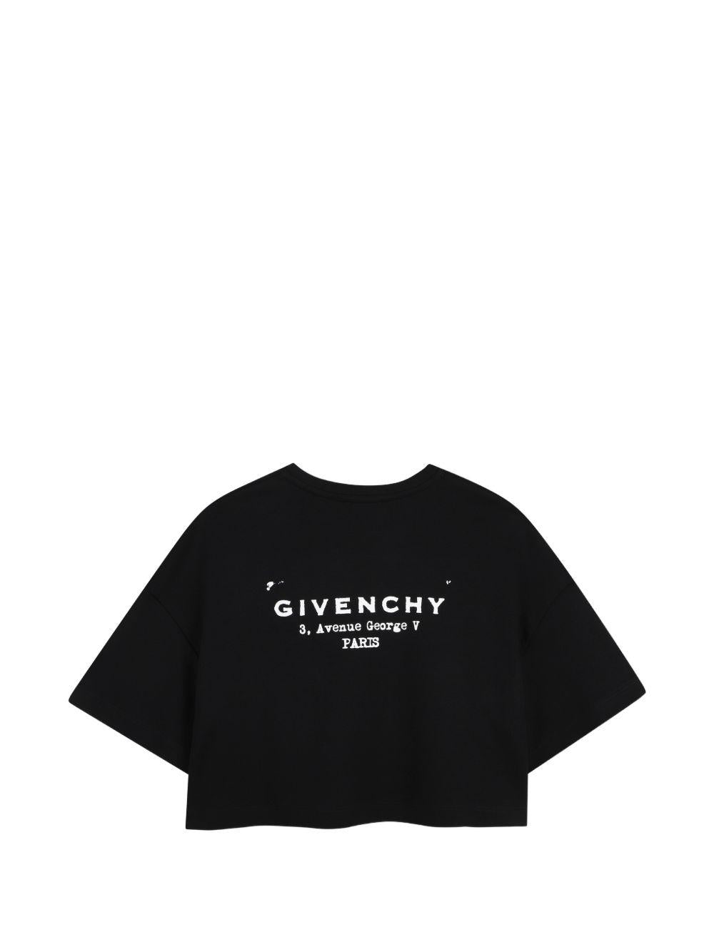 T-shirt cropped con logo H31224 09B GIVENCHY KIDS