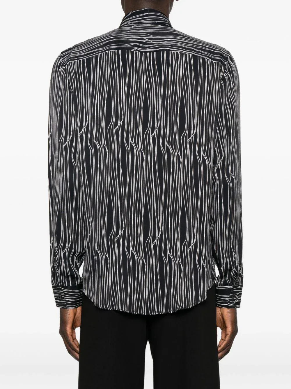 Camicia nera con grafica all over e abbottonatura frontale - Preludio Moda