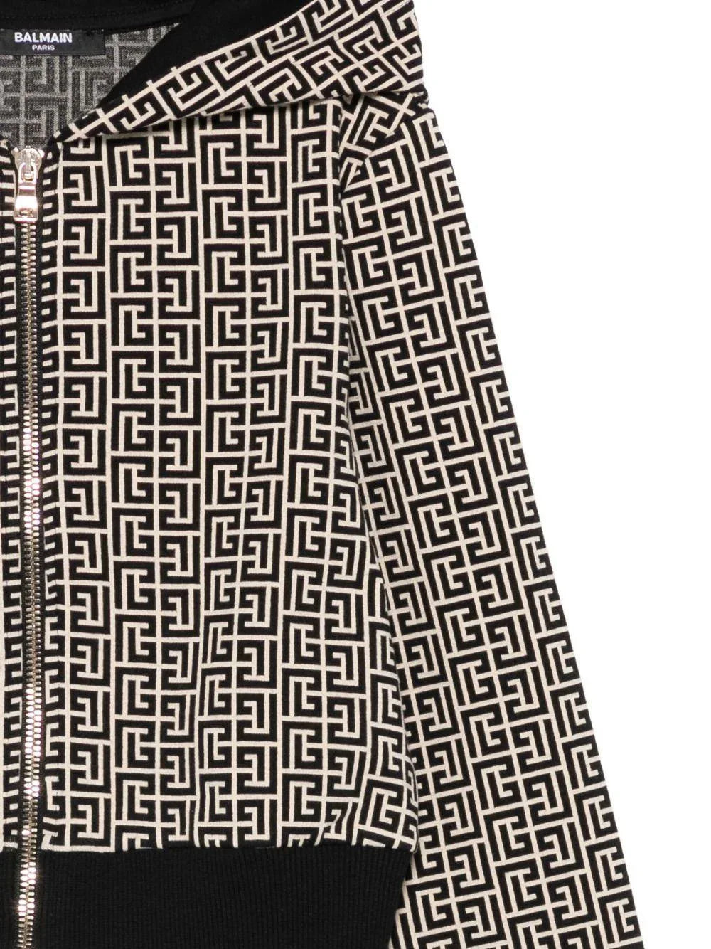 Felpa Beige e Nera a Zip con Cappuccio - Preludio Moda