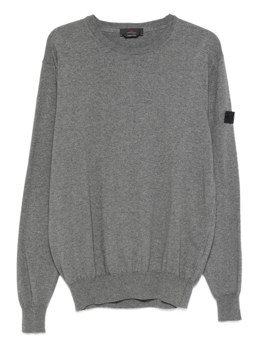 Maglione grigio a collo giro con logo PEU561199011919 743MG PEUTEREY