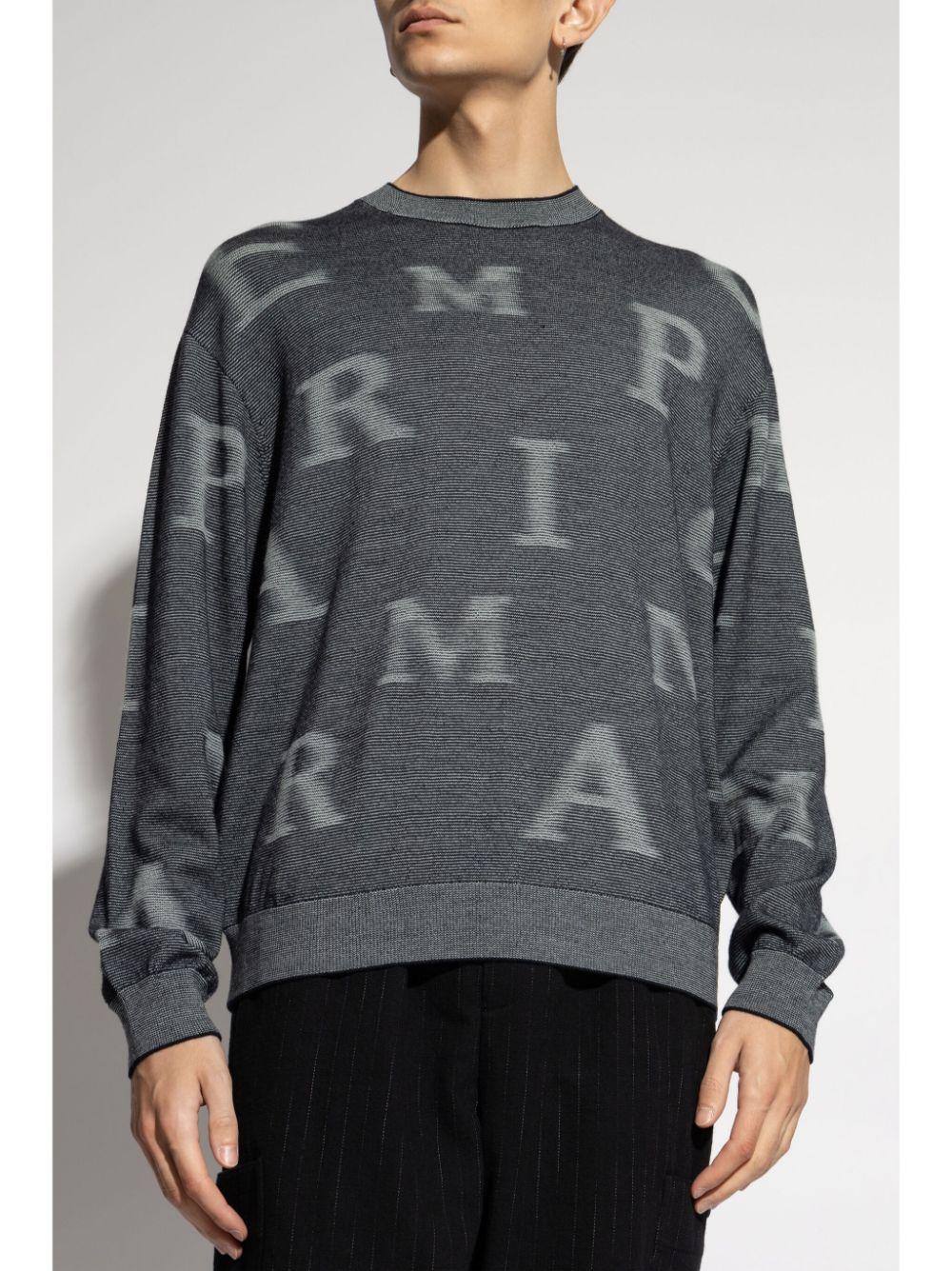 Maglione grigio scuro logo sfogato