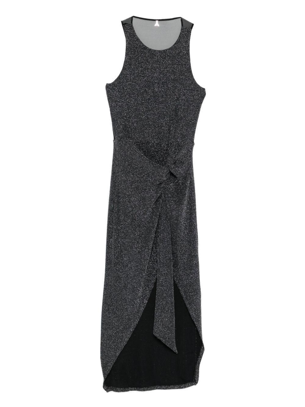Abito nero midi drappeggiato lamé - Preludio Moda