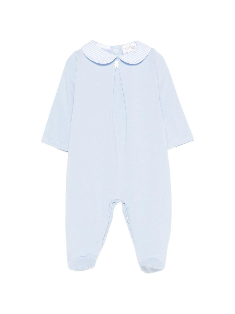 Tutina in cotone con colletto a righe E26126 AZZURRO NANAN KIDS