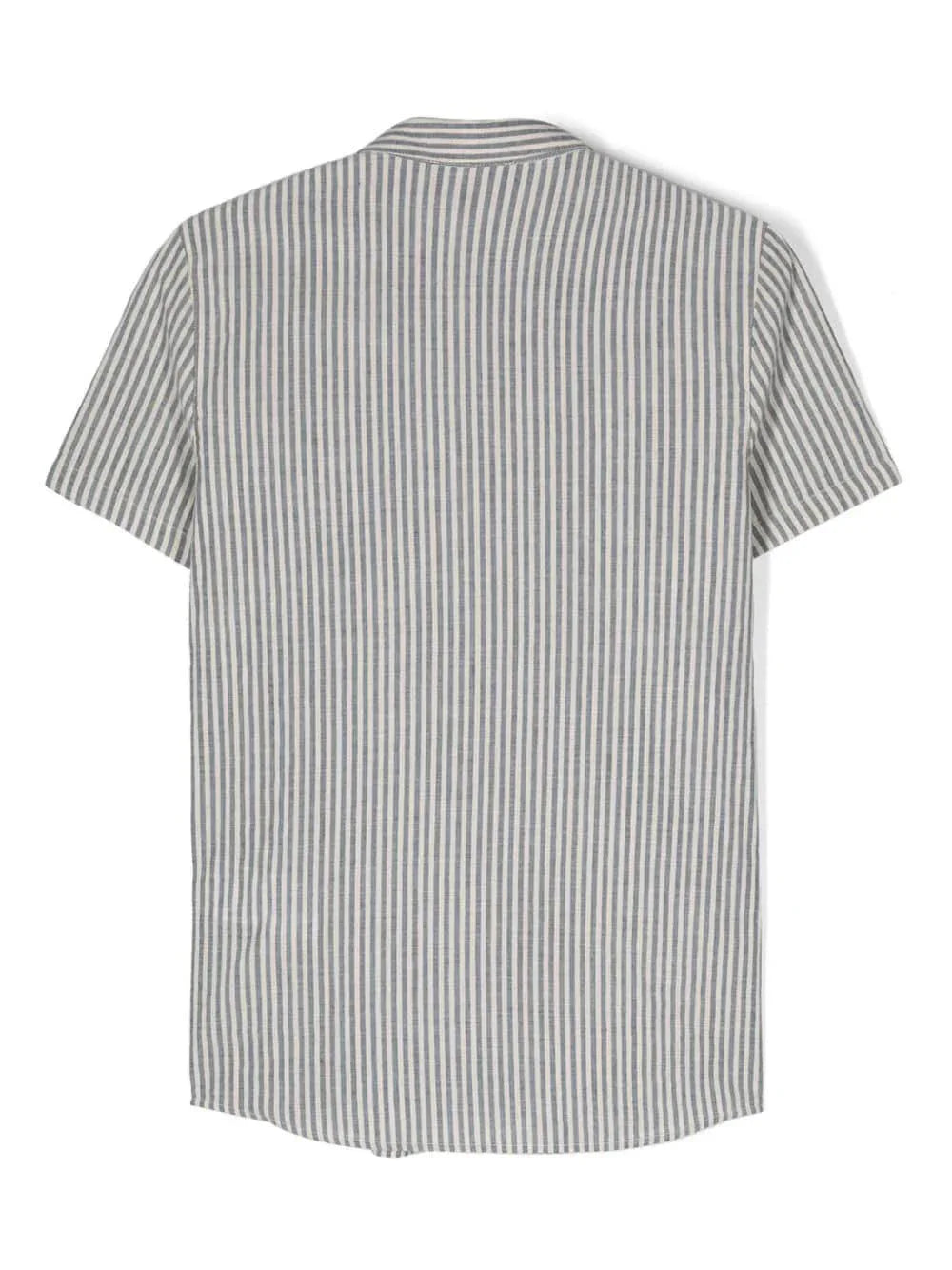 Camicia a righe bianco/ blu misto lino - Preludio Moda