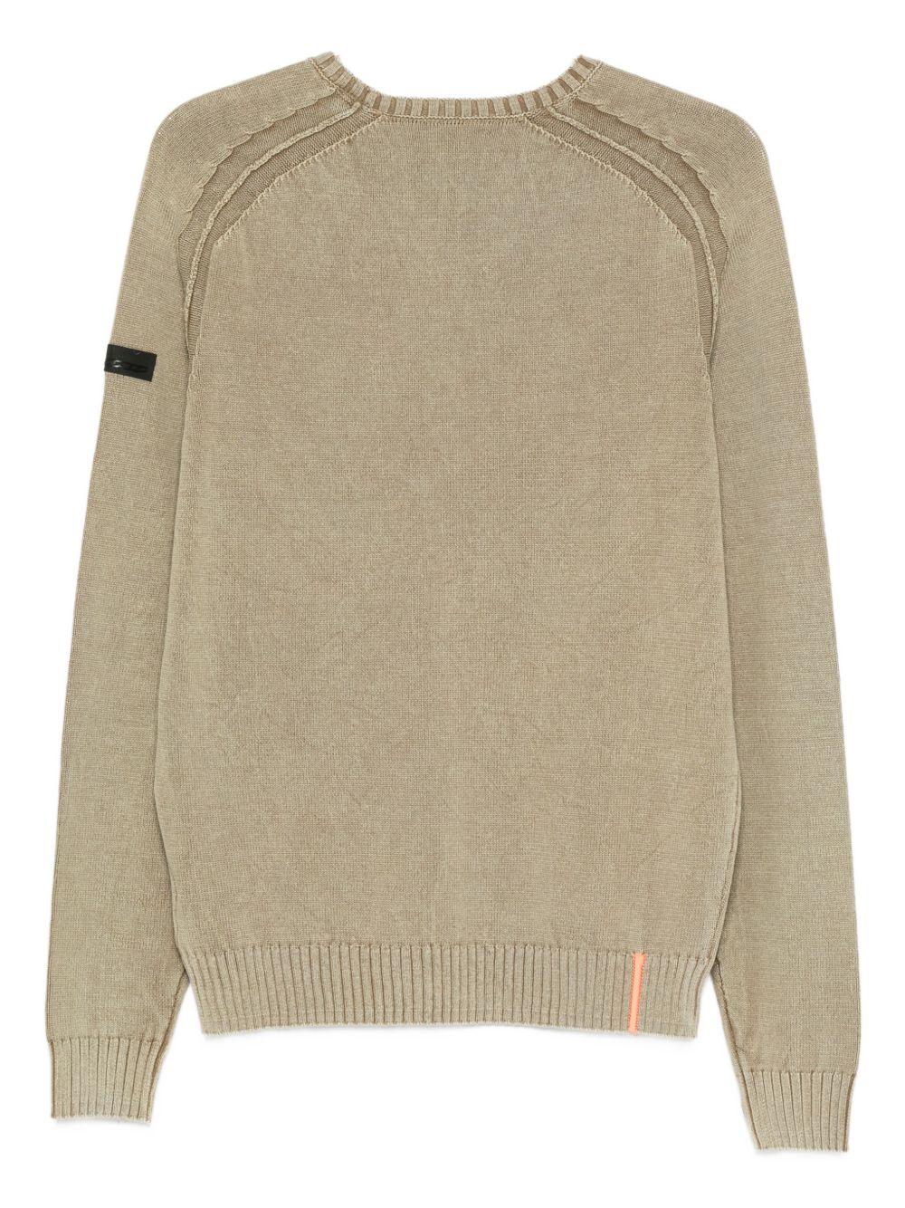 Maglione beige girocollo con orli a coste W25149 84 RRD