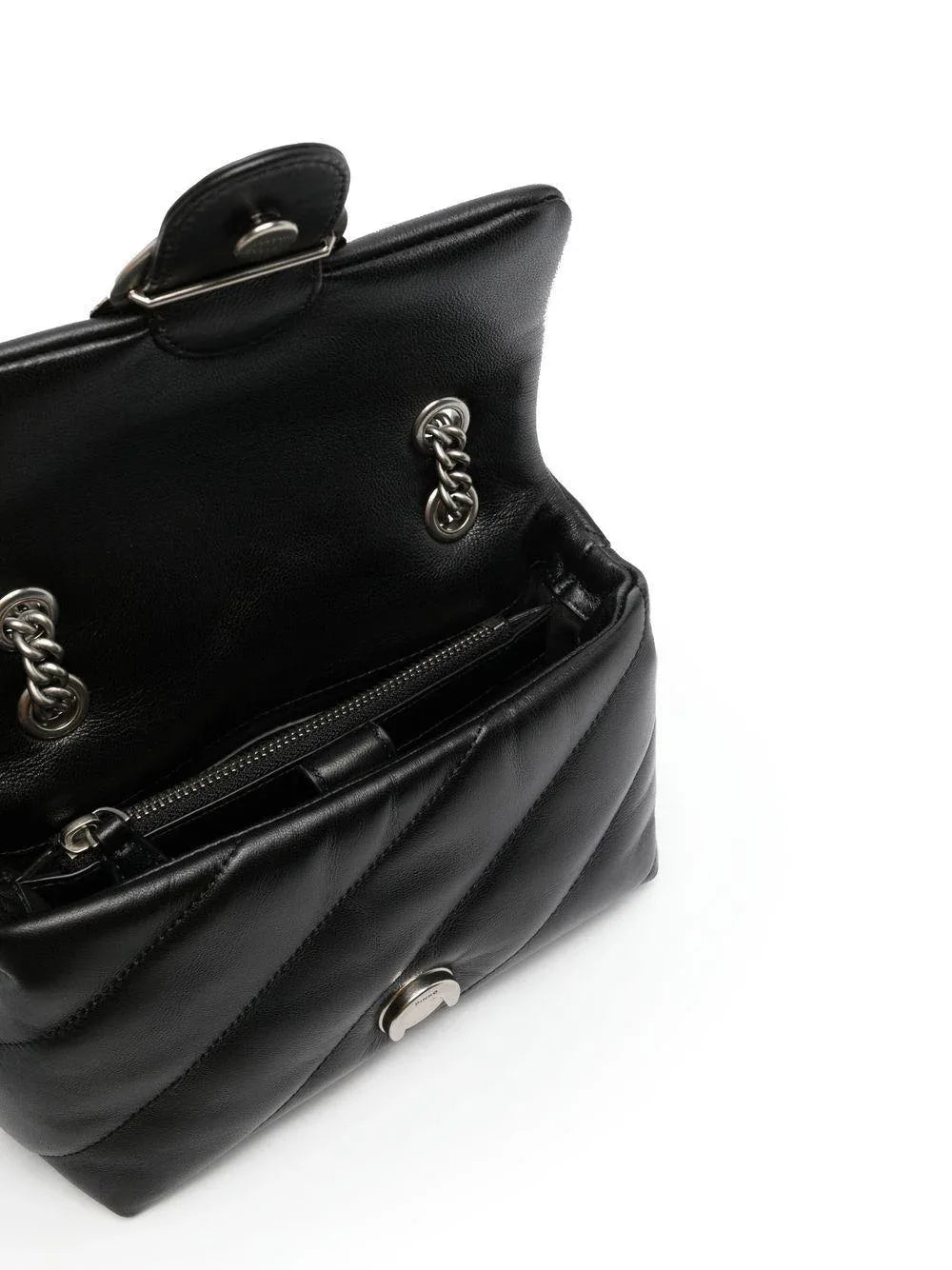 Borsa a Spalla Mini in Pelle Nera Imbottita - Preludio Moda