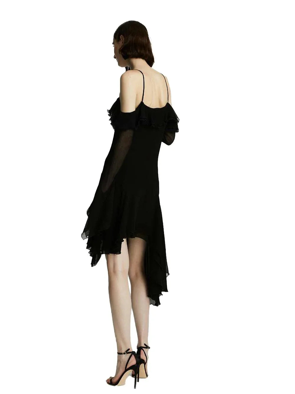 Abito nero in crepè georgette semitraspatente - Preludio Moda