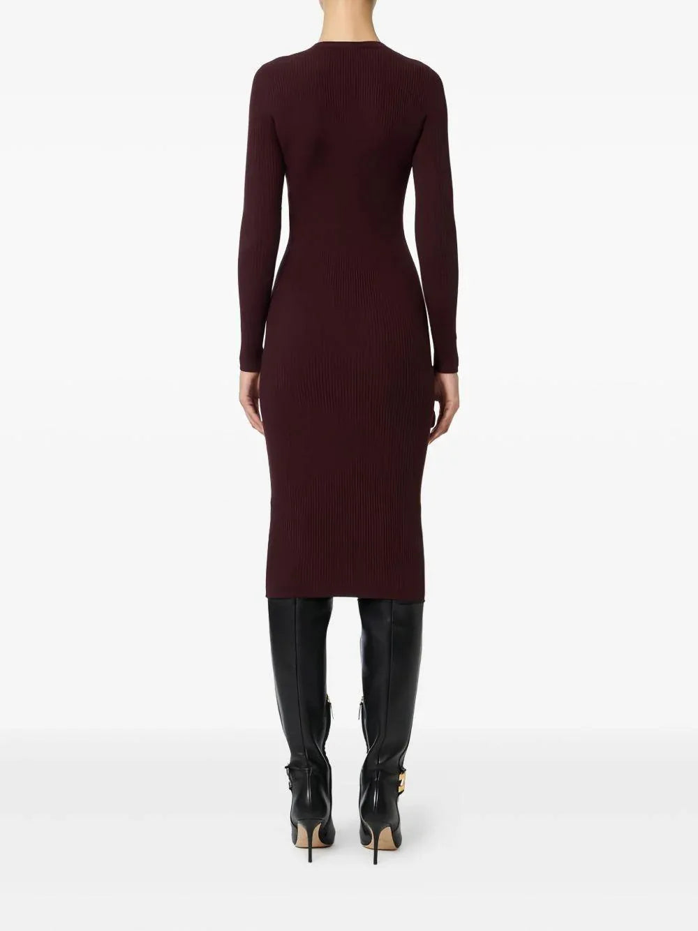 Abito Midi a Coste Rosso Merlot - Preludio Moda