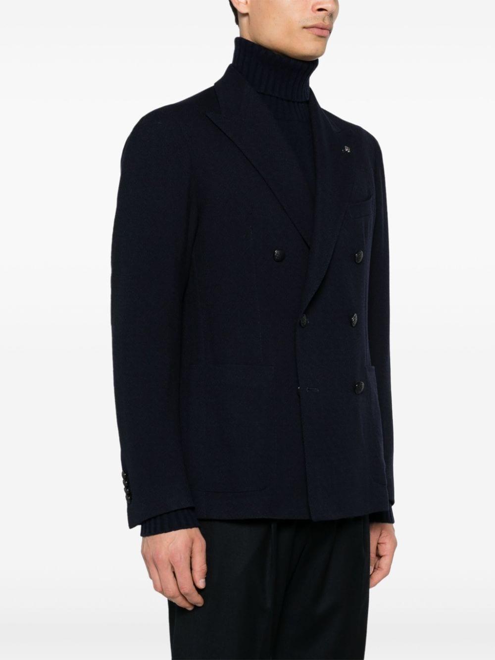 Blazer doppiopetto blu costruzione bouclé lana