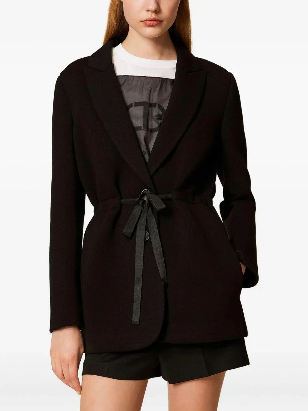 Blazer Donna Nero con Cintura - Preludio Moda