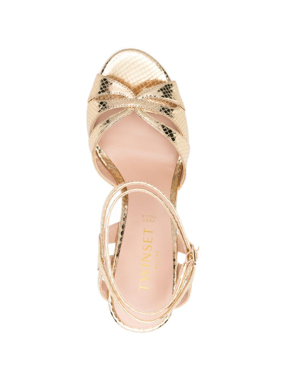 Sandali in pelle effetto rettile con cinturino 261TCP112 13330 TWINSET